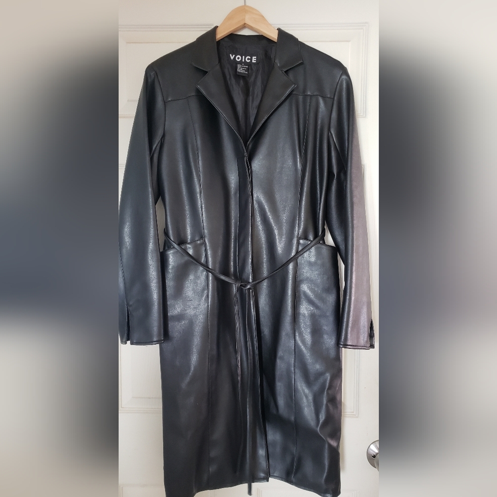 Women imitation leather coat